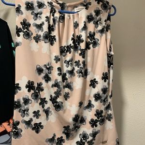 Calvin Klein Pink and Black Floral Blouse